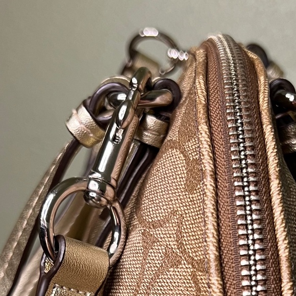 COACH Peyton in Signature Monogram Canvas & Leather Cora Domed Satchel Handbag - Picture 10 of 15